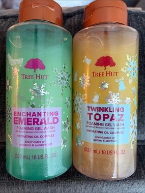 2 Tree Hut Shimmering Foaming Gel Wash- Twinkling Topaz & Enchanted Emerald 18oz